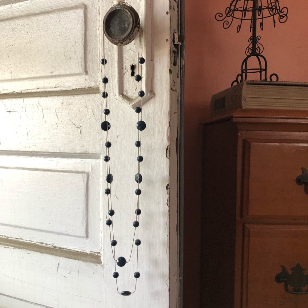 Layered blue beaded necklace